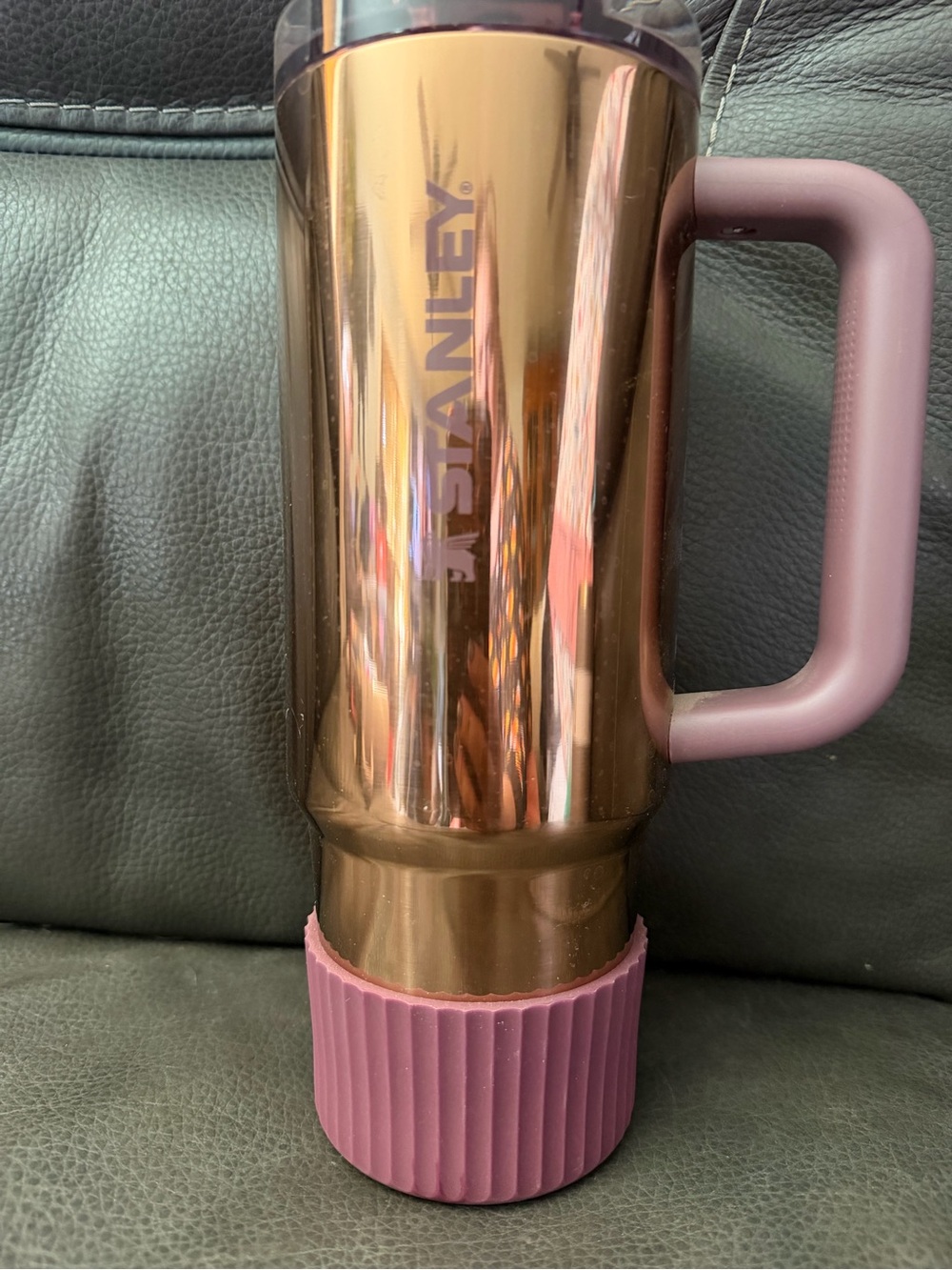Stanley Metallic Bronze Travel Tumbler with Dusty Rose Handle & Base